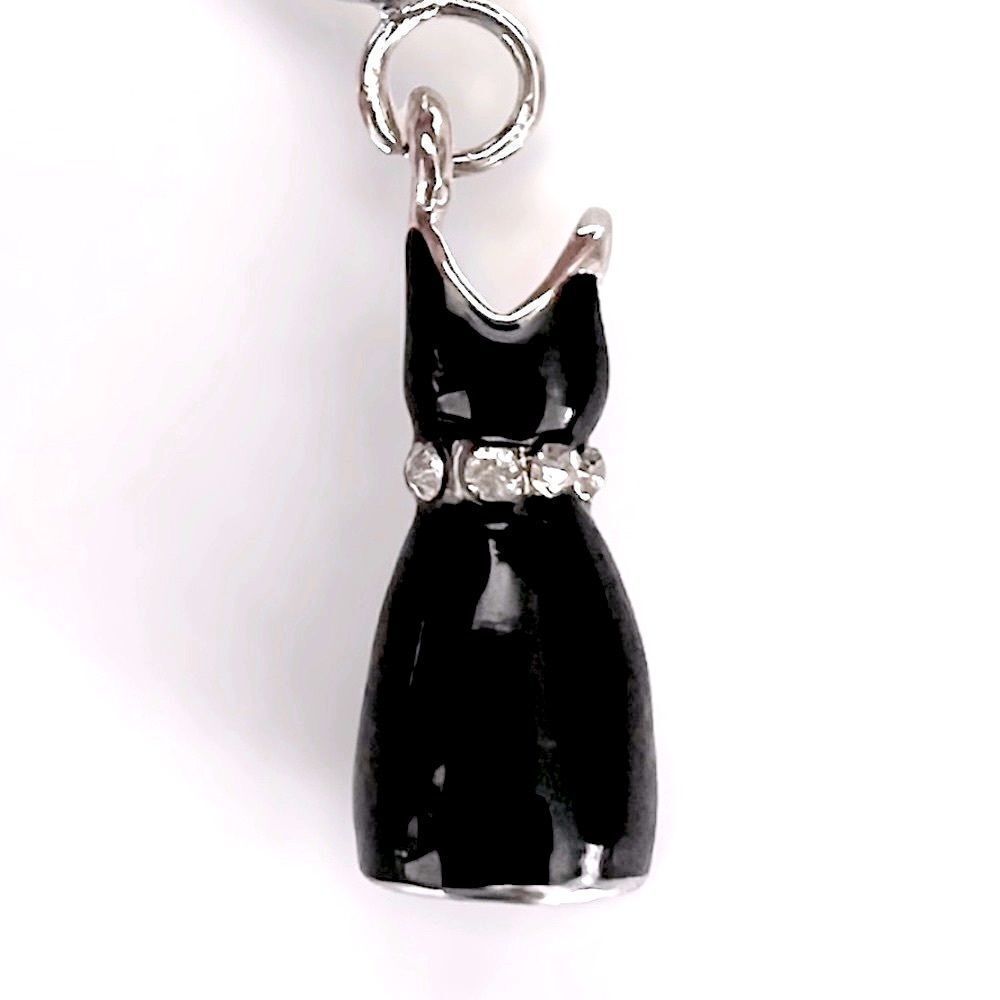 Silver Little Black Dress Rhinestone Charm - Picture 2 of 3